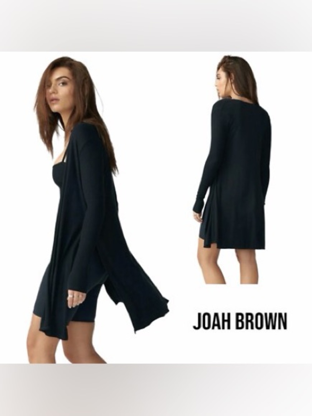 Joah Brown Luna Women's Dark Gray Ribbed Duster Cardigan Size S/M